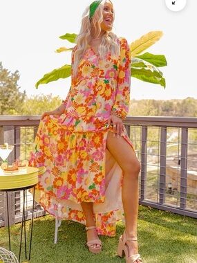 Sugarlips Floral Maxi Dress in Pink & Orange. NEW WITHOUT TAGS!